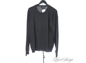 ABSOLUTE LUXURY : MENS RECENT BLOOMINGDALES THE MENS STORE 100 PERCENT PURE CASHMERE CHARCOAL GREY SWEATER L