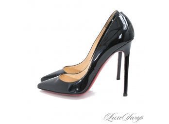 THE MOST COVETED OF ALL TIME $625 CHRISTIAN LOUBOUTIN 'PIGALLE' BLACK PATENT LEATHER STILETTO SHOES 38 / 8