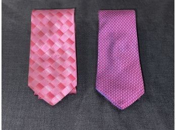 THESE COLORS!! GREAT LOT OF 2 NEAR MINT TED BAKER VIBRANT PINK AND MAGENTA CHECK SILK TIES MADE IN USA(!!)