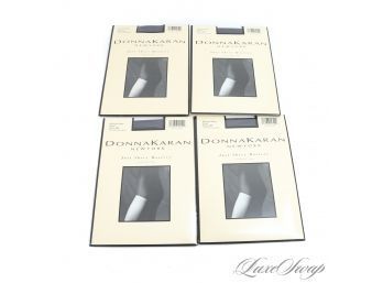 LOT OF 4 DEADSTOCK BRAND NEW IN PACKAGE 1994 DONNA KARAN MIDNIGHT NAVY CONTROL TOP LYCRA PANTYHOSE SIZE S
