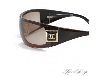 CHECK THE COMPS THESE ARE A BIG DEAL! AUTHENTIC AND WITH CASE CHANEL 5085 PARIS HILTON SHIELD MASK SUNGLASSES