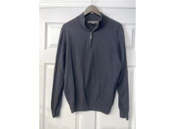 FALL WON'T BE WAITING!! RECECNT BLACK MENS STORE BY BLOOMINGDALES PURE MERINO WOOL 1/4-ZIP SWEATER SIZE M
