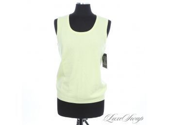 BRAND NEW WITH TAGS PURE 100 PERCENT CASHMERE DAY GLO HIGHLIGHTER GREEN TANK SHELL TOP 12