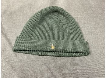 BLEND IN WITH THE GREEN!! AWESOME POLO RALPH LAUREN PURE MERINO WOOL FOREST GREEN KNIT BEANIE HAT CAP