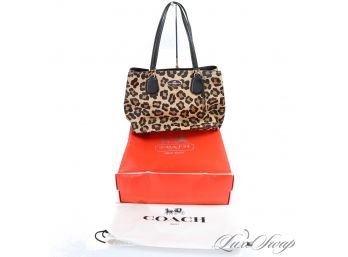 #14 RECENT AND NEAR MINT COACH LARGE 15' ALLOVER CHEETAH PRINT OCELOT DOUBLE SIDED TOTE BAG