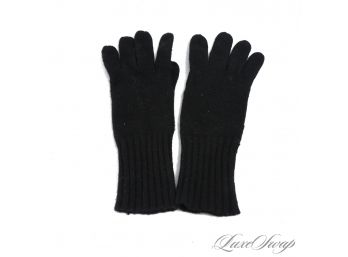 GET READY YOURE GONNA NEED EM! BLOOMINGDALES 100 PERCENT CASHMERE BLACK RIBBED WOMENS WINTER GLOVES