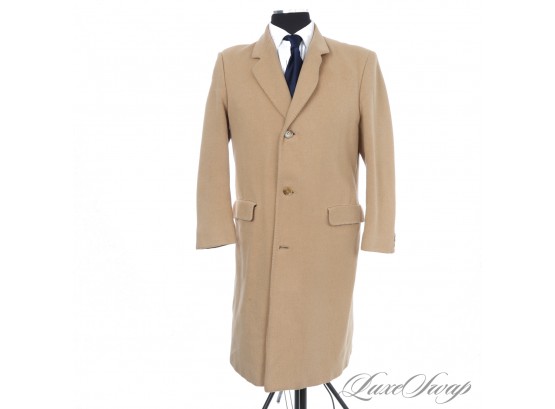 LETS GO FALL! MENS MADE IN ENGLAND LUXURIOUS CASHMERE AND WOOL BLEND CAMEL DOBBY 3/4 OVERCOAT