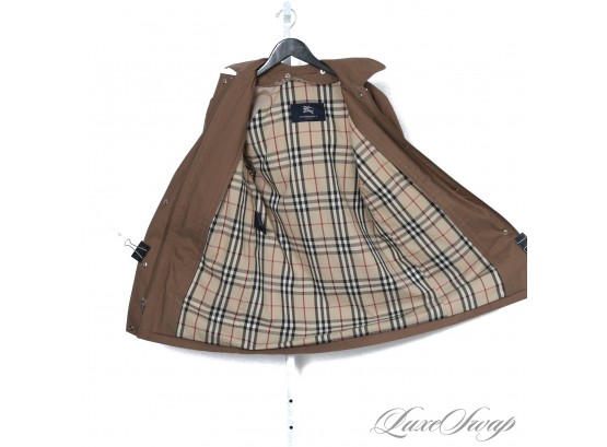 THE STAR OF THE SHOW! AUTHENTIC BURBERRY WOMENS MOCHA BROWN HOODED JACKET W/FULL TARTAN NOVACHECK LINER 4