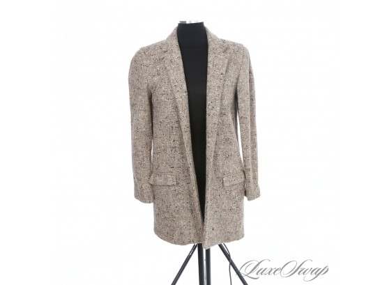 AUTUMN VIBES FOR SURE : WOMENS PERRY ELLIS TWEED JACKET IN OATMEAL DONEGAL SPECKLED HOPSACK 6