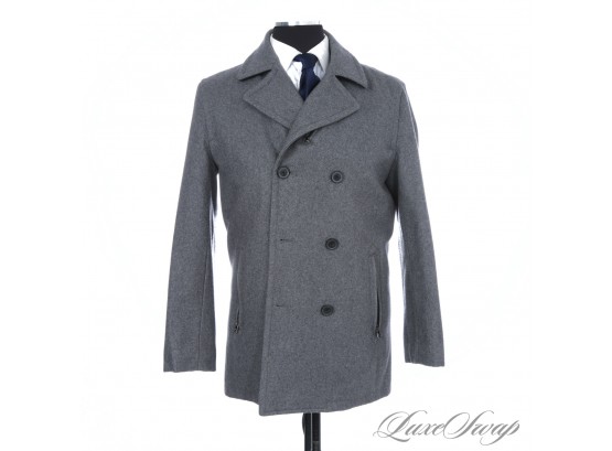 NEAR MINT AND RECENT MENS MICHAEL KORS CHARCOAL GREY DOUBLE BREASTED PEACOAT M