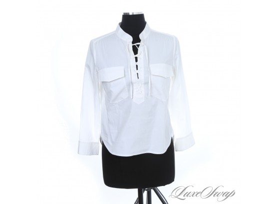 FRESH AND MODERN AND NOT CHEAP VERONICA BEARD WHITE BREEZY PIRATE LACED WOMENS TUNIC SHIRT 6