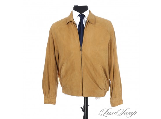 FALL PERFECT MENS ROBERT COMSTOCK ENDURANCE CAMEL CHAMOIS SUEDE LEATHER STRIPED LINING JACKET 40