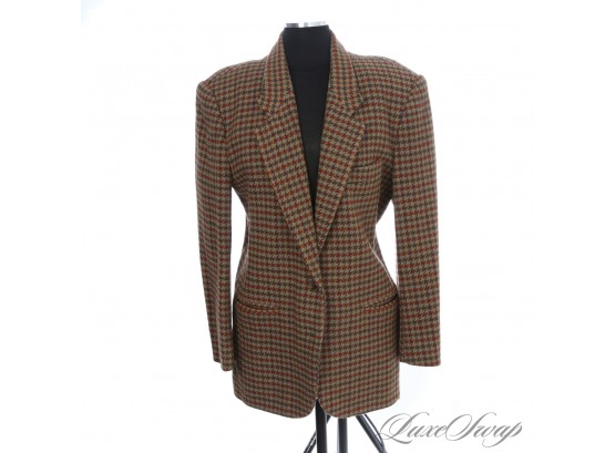 FALL PERECT VINTAGE HUNT CLUB WOMENS TWEED JACKET IN AUTUMNAL RUST AND GREEN HOUNDSTOOTH CHECK M