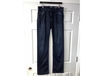 MODERN ESSENTIAL MENS 7 FOR ALL MANKIND MADE IN USA STANDARD FIT FADED DARK WASH JEANS SIZE 30