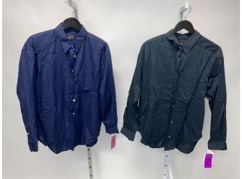 PHENOMENAL LOT OF 2 BRAND NEW WITH TAGS LIZ CLAIRBORNE DARK NAVY AND MARINE BLUE SHIRTS SIZE L