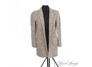 AUTUMN VIBES FOR SURE : WOMENS PERRY ELLIS TWEED JACKET IN OATMEAL DONEGAL SPECKLED HOPSACK 6