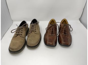 VERY USEFUL LOT OF 2 MENS ROCKPORT BROWN AND TAUPE SNEAKERS AND WORKSHOES SIZE 8.5M