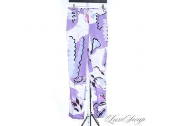 YOU WONT BE MISSED! WILD AND FLASHY WOMENS AVERARDO BESSI LILAC MULTICOLOR PUCCI-ESQUE FANTASTY PRINT PANTS