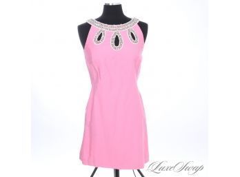 #2 LILLY PULITZER 'JUBILEE' PINK SHANTUNG SHIFT DRESS WITH AMAZING HUGE CRYSTAL EMBROIDERY 8