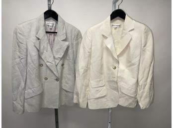 PROFESSIONAL : WOMENS LOT OF 2 GRUPPO AMERICAN STUDIOS BLAZER JACKETS IN WHITE AND GREY MADE IN USA(!!) SIZE 6