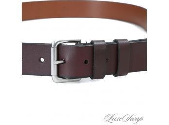 NEAR MINT MENS POLO RALPH LAUREN CHOCOLATE BROWN BELT WITH SILVER BUCKLE US 50