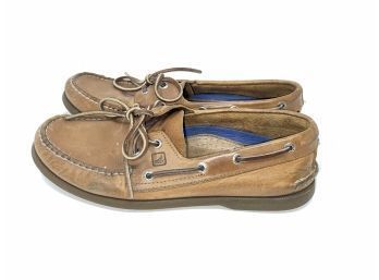 LIVE LIFE ON THE TOP-SIDE!! GREAT MENS SPERRY TOP-SIDER CAMEL TAN LEATHER BOAT SHOES SIZE 8.5M