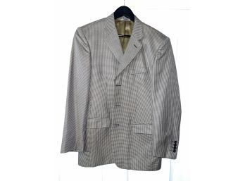 MADE FROM THE BEST FABRIC!! MENS LORD & TAYLOR SILK & WOOL TOAST AND BLACK FALL CHECK 3-BUTTON BLAZER SIZE 38R