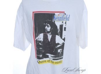 ORIGINAL VINTAGE 1990S SEINFELD MADE IN USA WHITE SINGLE STITCH ELAINE 'QUEEN OF THE CASTLE' TEE SHIRT L