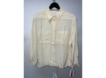 BRAND NEW WITH TAGS WOMENS LIZ CLAIBORNE 100 PERCENT SILK YELLOW BUTTON DOWN SHIRT SIZE 14