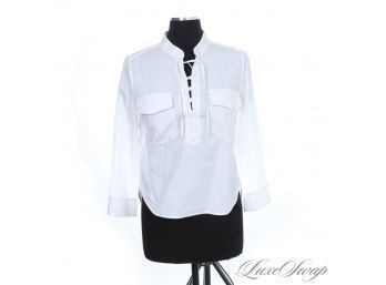 FRESH AND MODERN AND NOT CHEAP VERONICA BEARD WHITE BREEZY PIRATE LACED WOMENS TUNIC SHIRT 6