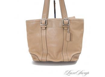 #9 FALL PERFECT AUTHENTIC COACH WARM LUGGAGE TAN SOFT LEATHER DOUBLE STRAP ZIP TOP TOTE BAG
