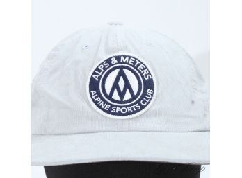 RECENT AND NEAR MINT ALPS AND METERS PALE GREY FINE WALE CORDUROY LOGO BADGE BASEBALL HAT CAP