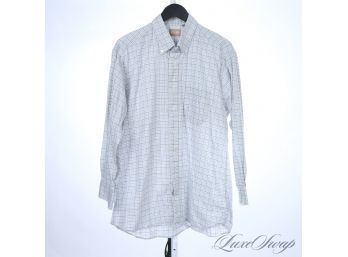 ALL TIME CLASSIC MENS GITMAN MADE IN USA WHITE TOAST AND BLUE CHECKED OXFORD BUTTON DOWN SHIRT 17 / 33