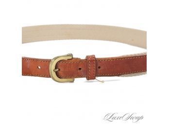 ABSOLUTELY LOVE THIS! CHRISTIAN DIOR MENS NATURAL SAND CAVALRY TWILL AND LEATHER BRASS BUCKLE BELT 36