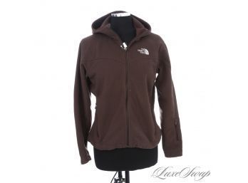 EVERYONE NEEDS ONE OF THESE! WOMENS THE NORTH FACE 'WINDWALL' CHOCOLATE BROWN FLEECE HOODED ZIP JACKET M