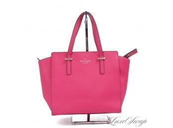#20 LOVE LOVE LOVE THIS! KATE SPADE HOT PINK SAFFIANO LEATHER MID SIZE 13' SATCHEL BAG