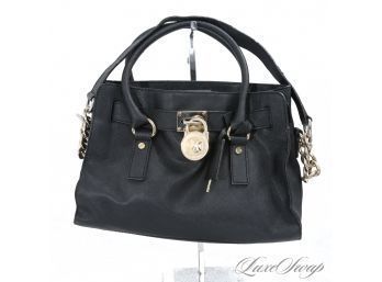 #6 EVERYDAY ESSENTIAL MICHAEL KORS BLACK SAFFIANO LEATHER KELLY STYLE BAG WITH CHAIN STRAP