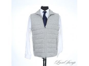 LIKE NEW MODERN AND RECENT MENS CLUB MONACO HEATHER GREY TWEED PADDED QUILTED GILET VEST M