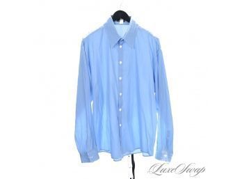 THE VERY GOOD STUFF! VINTAGE MENS GIANNI VERSACE COUTURE SKY BLUE PINSTRIPE BUTTON DOWN SHIRT 58 / 3XL