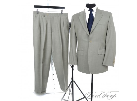 MODERN AND RECENT MENS RALPH LAUREN GREY INFUSED PALE GREEN 2 BUTTON SINGLE VENT SUIT 38