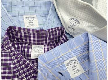 NEAR MINT LOT OF 4 MENS BROOKS BROTHERS FRESH AND RECENT PLAID BUTTON-DOWN DRESS SHIRTS SIZE 14 1/2 -M