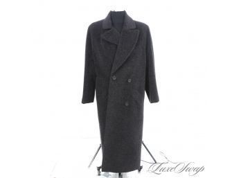 NEAR MINT AND INCREDIBLE $1500 JAEGER MADE IN IRELAND CHARCOAL GREY ALPACA BLEND SHAGGY TWEED WOMENS COAT S