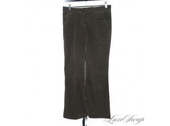 FALL PERFECT THEORY MOSS GREEN VELVET AND FOREST GREEN POPLIN TAPERED PERFECT FIT PANTS 0/2