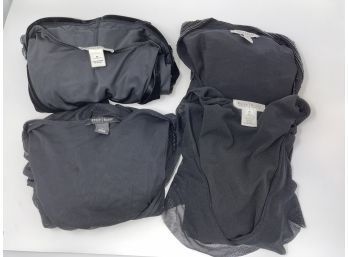 QUALITY LOT OF 4 WOMENS WHITE HOUSE/BLACK MARKET INTERESTING AND UNCOMMON BLACK TOPS SIZE M/L