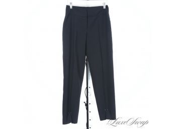 PERFECT FIT! AKRIS PUNTO DARK CHARCOAL GREY NATURAL STRETCH WOOL MODERN TAPERED FLAT FRONT PANTS 2