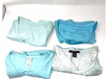 LOVE THIS COLOR! LOT OF 4 WOMENS TIFFANY BLUE SHIRTS INCL. LORD & TAYLOR (WITH TAGS!), NYCO, & MORE SIZE M/L