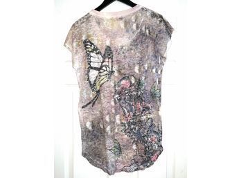 LOOK AT THESE PRINTS!! LOT OF 3 WOMENS T-PARTY USA MADE (!) & WHITE HOUSE BLACK MARKET PSYCHEDELIC TOPS SIZE M