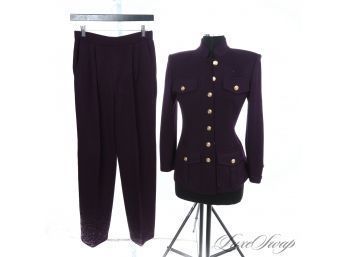 #5 ST. JOHN COLLECTION ABSOLUTELY STUNNING NEAR MINT AUBERGINE PURPLE STRETCH KNIT 2 PIECE PANT SUIT 4