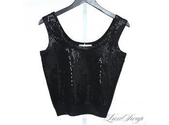 LOT OF 2 FANTASTIC CONDITION ST. JOHN IVORY AND BLACK CRYSTAL AND STUD EMBELLISHED SLEEVELESS TOPS 6/S