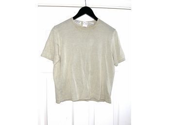 STRAIGHT FROM BERGDORF'S!! WOMENS TSE FOR BERGDORF GOODMAN PURE SILK OFF WHITE / CREAM KNIT TOP SIZE L